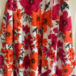 Calvin Klein Collection Floral Midi Dress - Red and Orange